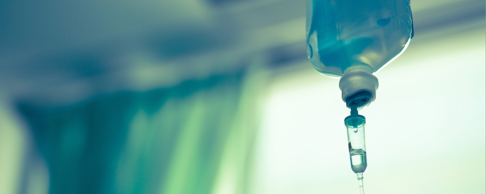 Close up image of a chemotherapy bag with chemotherapy treatment being utilized.