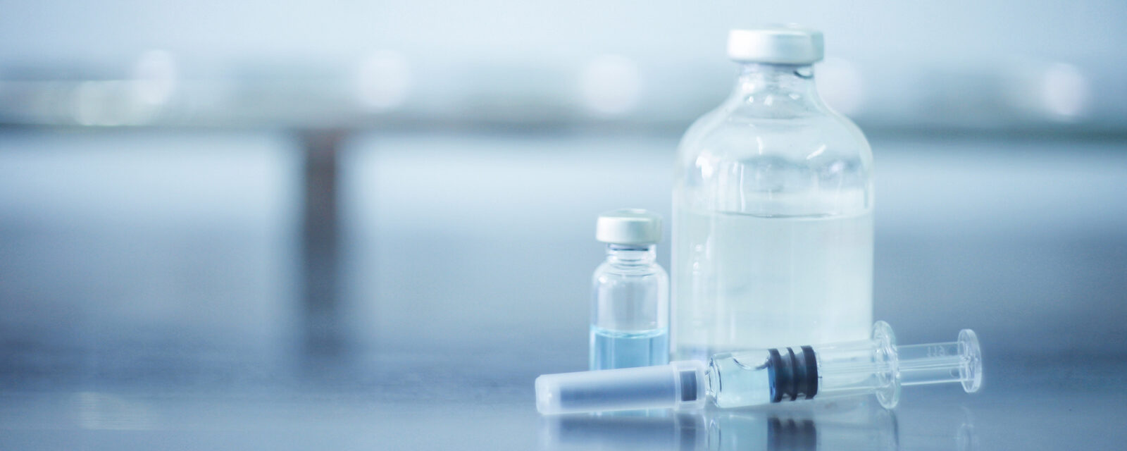 Image of chemotherapy medications sitting on a table.