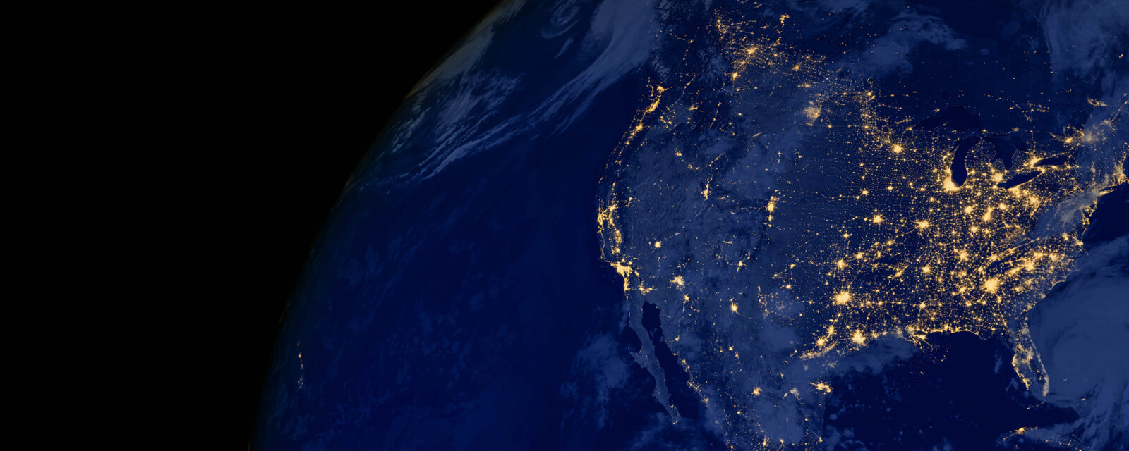 Image from space of the United States lit up.