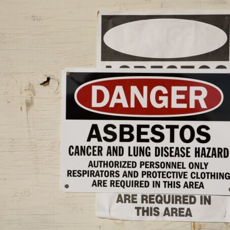 Danger Sign for Asbestos in Schools