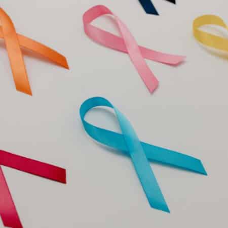 Photograph of ribbons signifying different types of cancer awareness during National Cancer Prevention Month